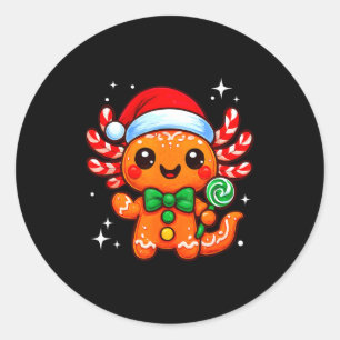 Axolotl Xmas Hat Santa Cute Funny Christmas Pajama Classic Round Sticker