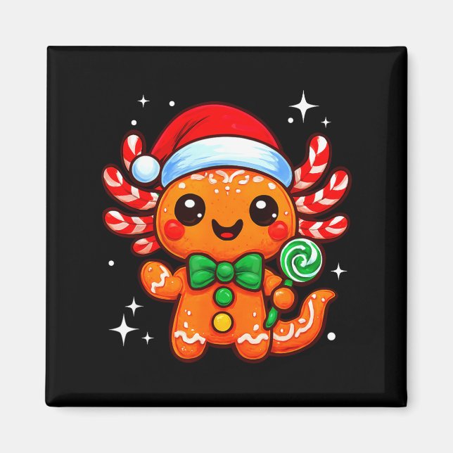 Axolotl Xmas Hat Santa Cute Funny Christmas Pajama Magnet (Front)