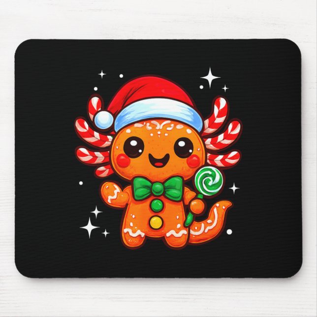 Axolotl Xmas Hat Santa Cute Funny Christmas Pajama Mouse Mat (Front)