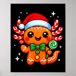 Axolotl Xmas Hat Santa Cute Funny Christmas Pajama Poster