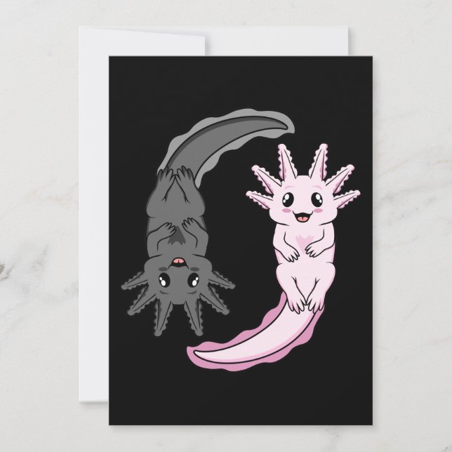 Axolotl Yin Yang Kawaii Animal Axolotls Lover Owne Thank You Card (Front)