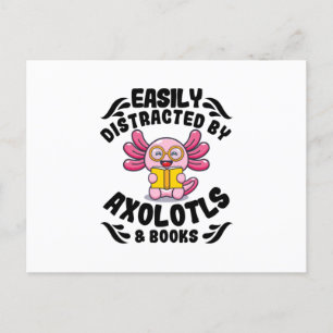 Axolotls & Books   Reading Pets Cute Axolotl Gifts Postcard