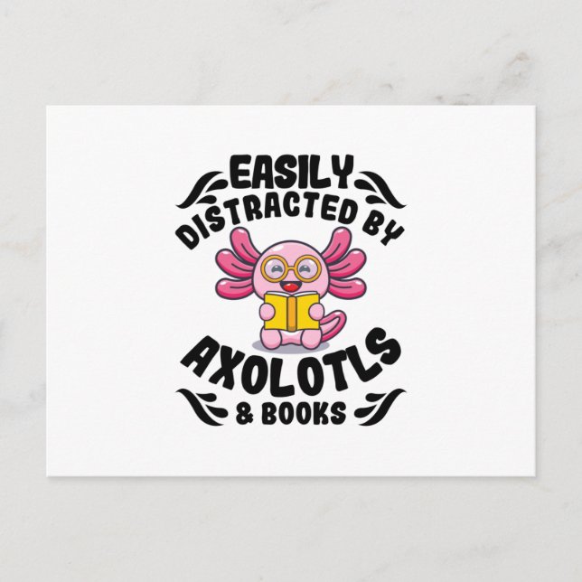 Axolotls & Books | Reading Pets Cute Axolotl Gifts Postcard (Front)