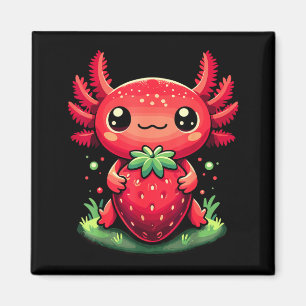 Axolotls Cute Strawberry Summer Fruit Lover Kawaii Magnet
