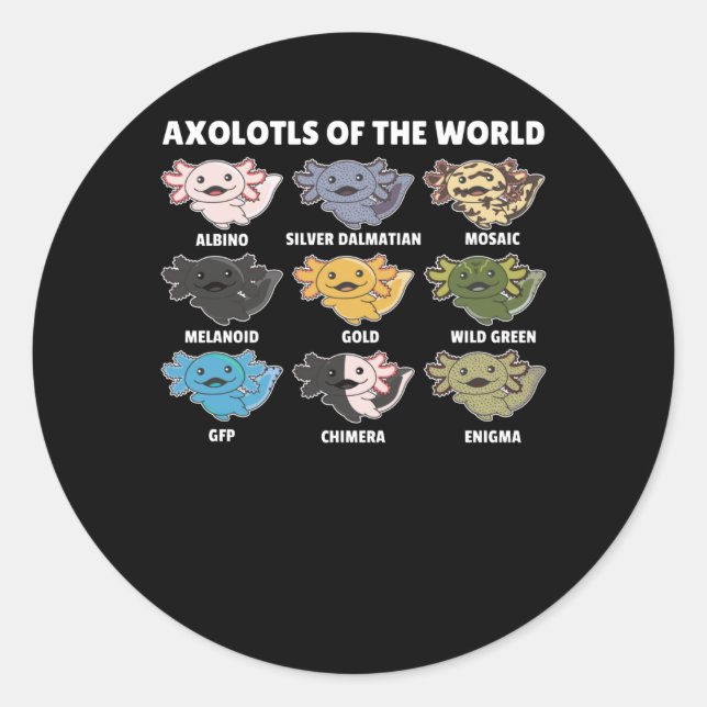 Axolotls From The World Sweet Animals Axolotl Classic Round Sticker (Front)
