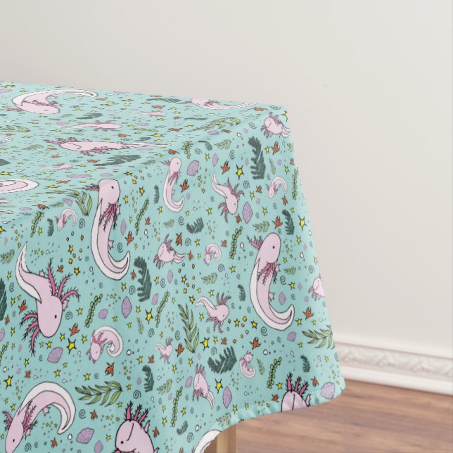 Axolotls in Blue Tablecloth (In Situ)