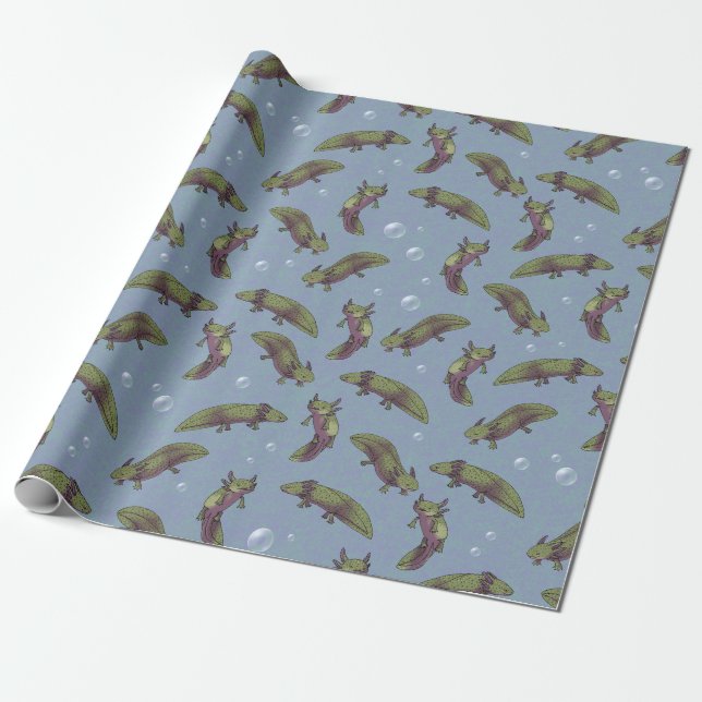 Axolotls! (Light version) Wrapping Paper (Unrolled)