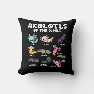 Axolotls Of The World Cute Kawaii Axolotl Lover Oc Cushion