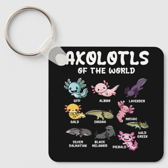Axolotls Of The World Cute Kawaii Axolotl Lover Oc Key Ring (Front)