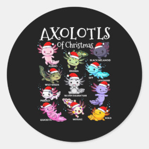Axolotls Santa Hat Christmas Pajama Cute Animal Ax Classic Round Sticker