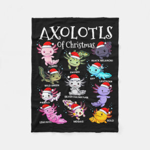 Axolotls Santa Hat Christmas Pajama Cute Animal Ax Fleece Blanket
