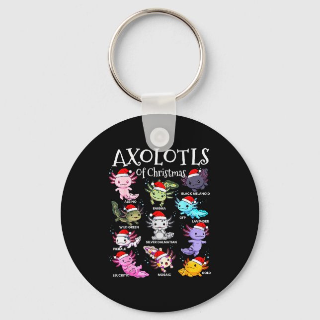 Axolotls Santa Hat Christmas Pajama Cute Animal Ax Key Ring (Front)