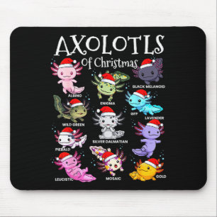 Axolotls Santa Hat Christmas Pajama Cute Animal Ax Mouse Mat