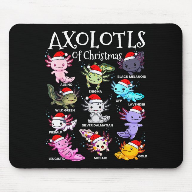 Axolotls Santa Hat Christmas Pajama Cute Animal Ax Mouse Mat (Front)