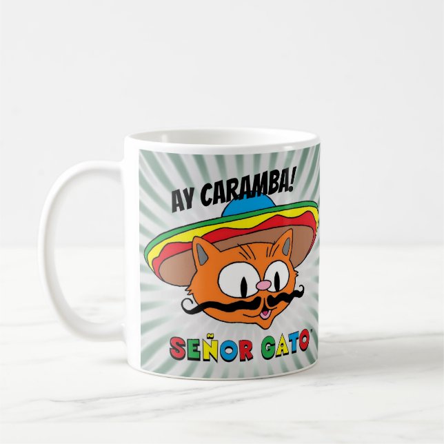 Ay Caramba! Cartoon Cat Señor Gato Coffee Mug (Left)