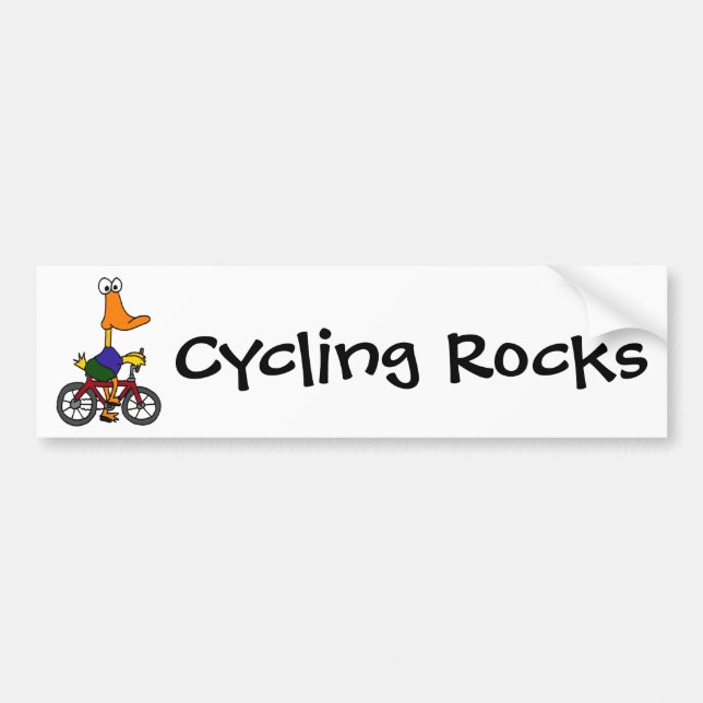 AY- Duck Riding Bicycle Cartoon Bumper Sticker (Front)