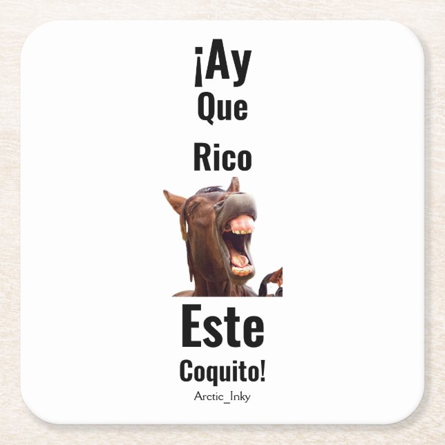 ¡Ay Que Rico Este Coquito! Burrito Square Paper Coaster (Front)
