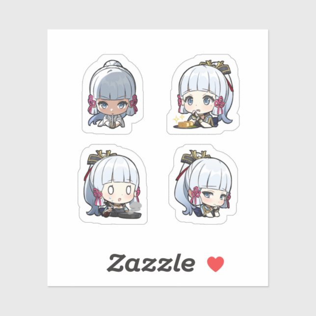 Ayaka Genshin Impact 4 Pack Sticker Sheet (Sheet)