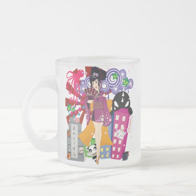 Ayaka in Harajuku Town Frosted Glass Coffee Mug (Left)