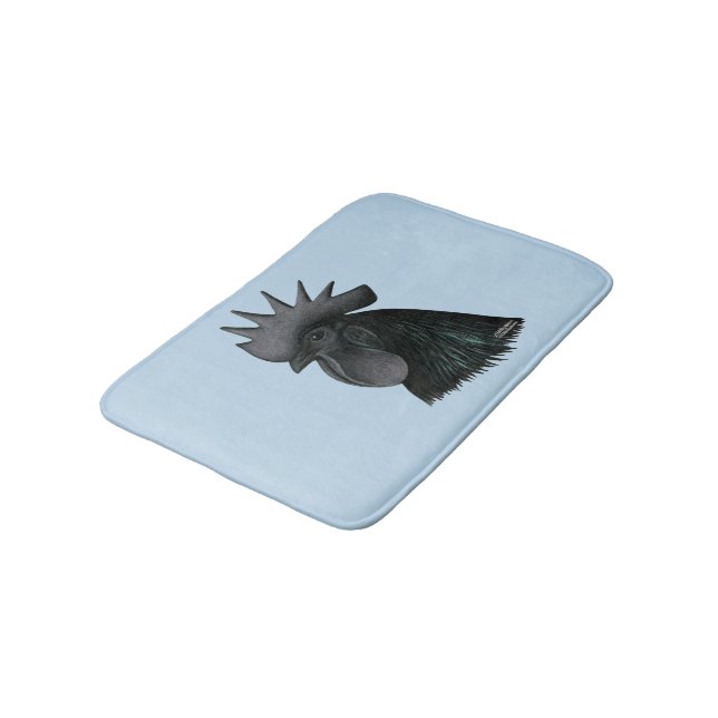 Ayam Cemani Rooster Head Bath Mat (Angled)