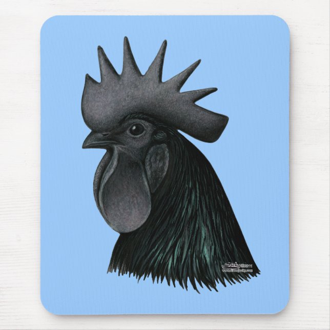 Ayam Cemani Rooster Head Mouse Mat (Front)