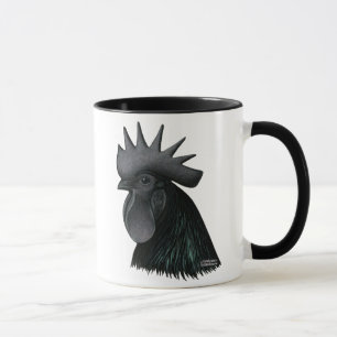Ayam Cemani Rooster Head Mug