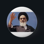 Ayatollah Khomeini Badge<br><div class="desc">A badge displaying the leader of the Iranian revolution of '79,  Ayatollah Ruhollah Khomeini.</div>