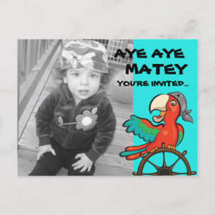 Aye Aye Pirate Parrot Invitation Postcard
