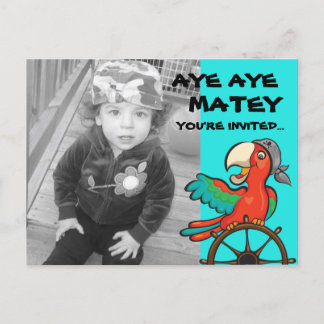 Aye Aye Pirate Parrot Invitation Postcard