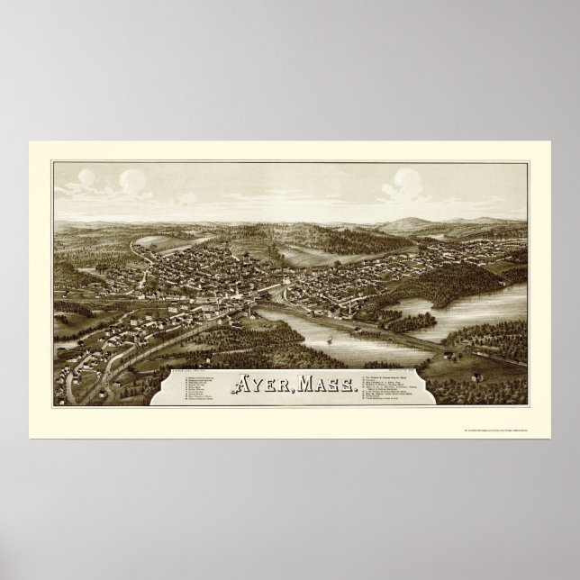 Ayer, MA Panoramic Map - 1886 Poster (Front)