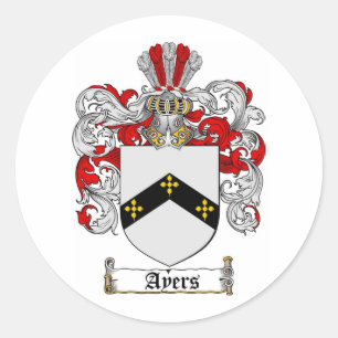 AYERS FAMILY CREST -  AYERS COAT OF ARMS CLASSIC ROUND STICKER