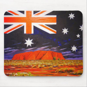 Ayers rock and australian flag mouse mat