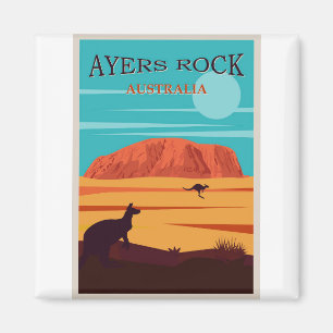 Ayers Rock Australia, Uluru Travel Poster Magnet