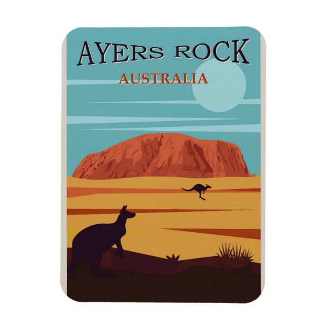 Ayers Rock Australia Vintage Travel Poster Magnet (Vertical)