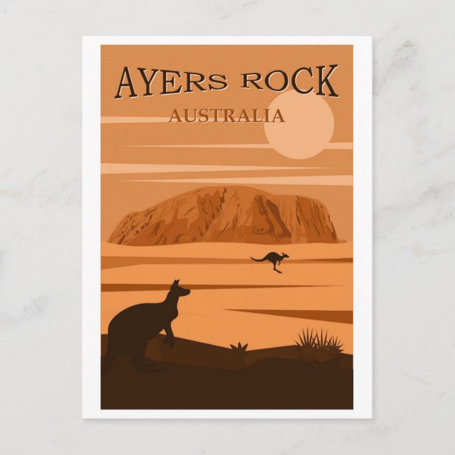 Ayers Rock Australia Vintage Travel Poster Postcard (Front)