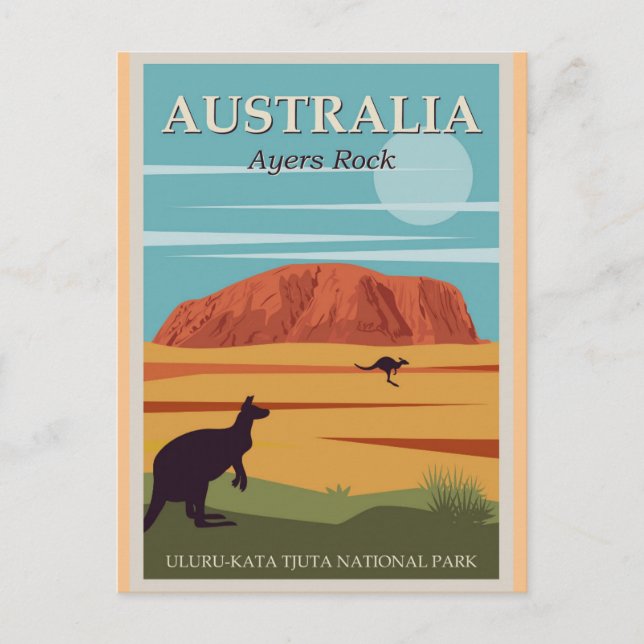 Ayers Rock Australia Vintage Travel Poster Postcard (Front)