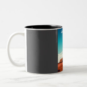Ayers Rock Uluru Australia Travel Poster  Two-Tone Coffee Mug