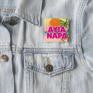Ayia Napa Holiday poster 15 Cm Square Badge