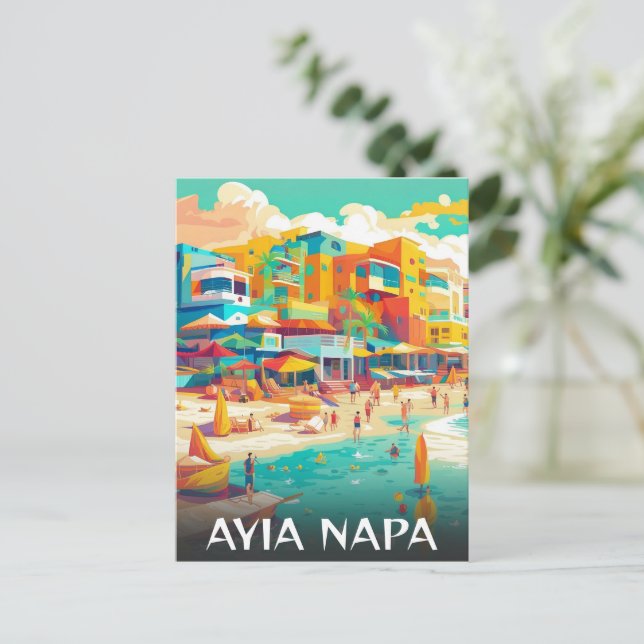 Ayia Napa tourist  Cyprus resort Holiday Postcard (Standing Front)
