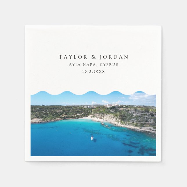 Ayia Napa Wedding Cyprus Custom Cocktail Napkin (Front)