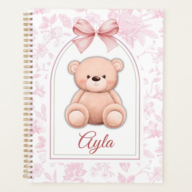 Ayla | Custom Pink Teddy Bear Nursery Design  Planner (Front)