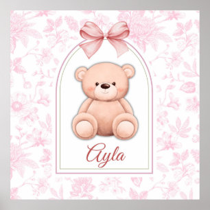 Ayla   Custom Pink Teddy Bear Nursery Design  Poster