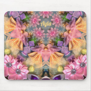 AYLA ~ Pink Purple Blue Yellow Bling Pattern  Mouse Mat