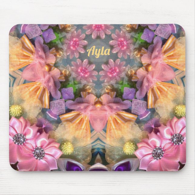 AYLA ~ Pink Purple Blue Yellow Bling Pattern  Mouse Mat (Front)