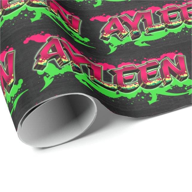 Ayleen First Name Graffiti red green Wrapping Paper (Roll Corner)