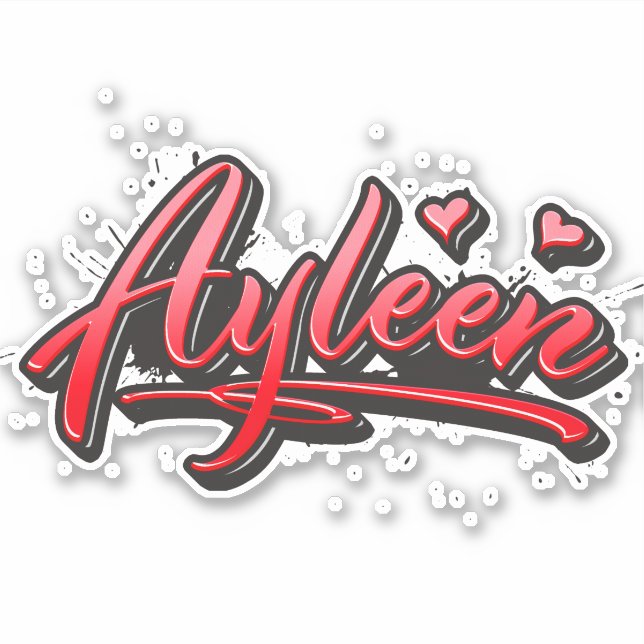 Ayleen red Heart Graffiti Sticker (Front)