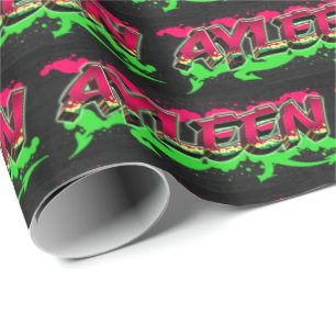 Ayleen Vorname Name Graffiti red green Wrapping Paper