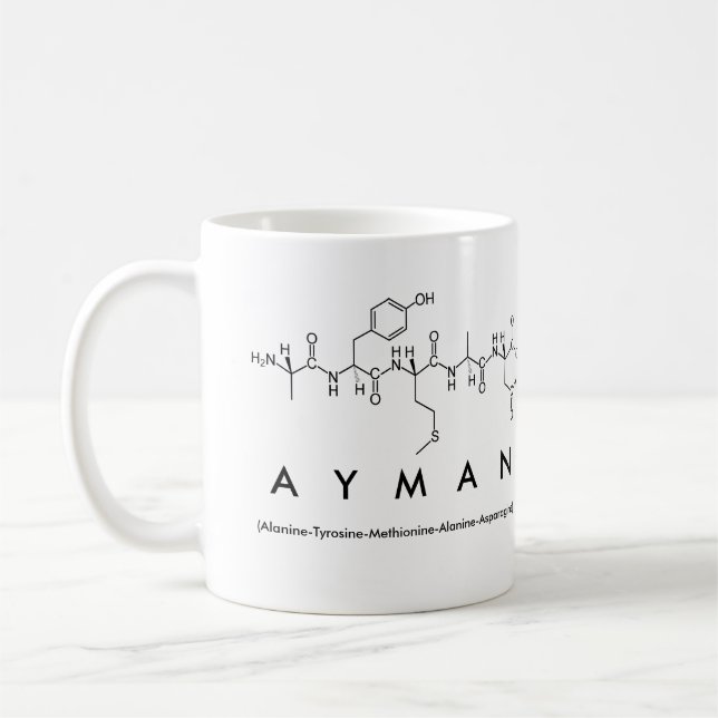 Ayman peptide name mug (Left)