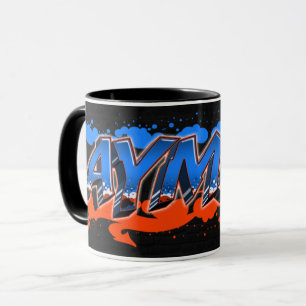 Ayman Vorname Name Graffiti blue orange Tasse Mug