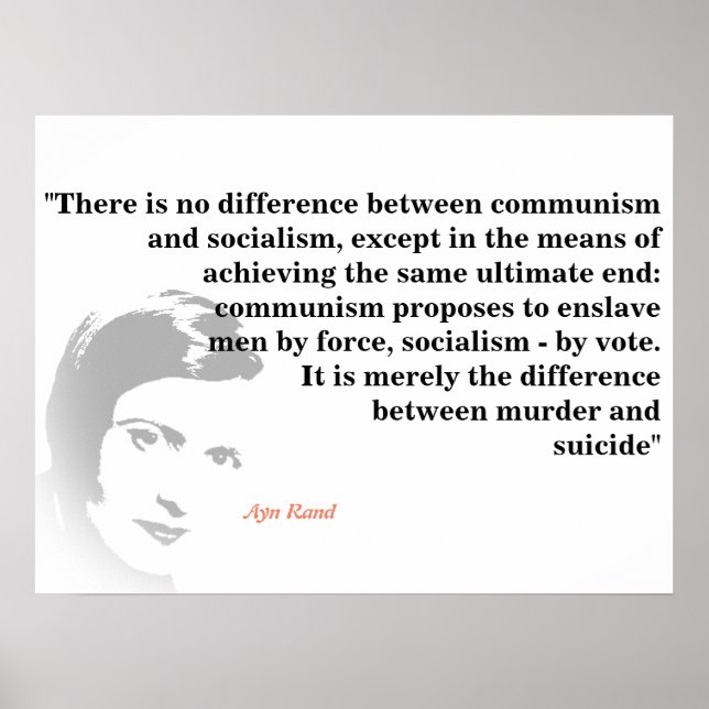 Ayn Rand Quote On Socialism And Communism  Poster (Front)